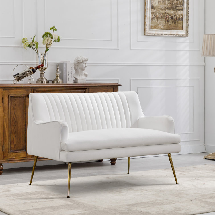 Teardo 46.5 Wide Modern and Stylish Comfortable Velvet Upholstered Loveseat Sofa with Metal Feet